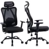 MOZOS ERGO-X Silla de oficina ergonómica con soporte lumbar y reposacabezas ajustables, negra