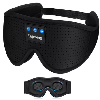 MOZOS LC001-V2 Antifaz para dormir Bluetooth con altavoces estéreo, negro