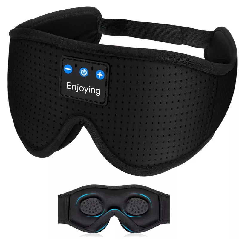 MOZOS LC001-V2 Antifaz para dormir Bluetooth con altavoces estéreo, negro