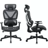 MOZOS ERGO-R Silla de oficina ergonómica con respaldo de malla, soporte lumbar ajustable, capacidad de carga 120 kg, negra