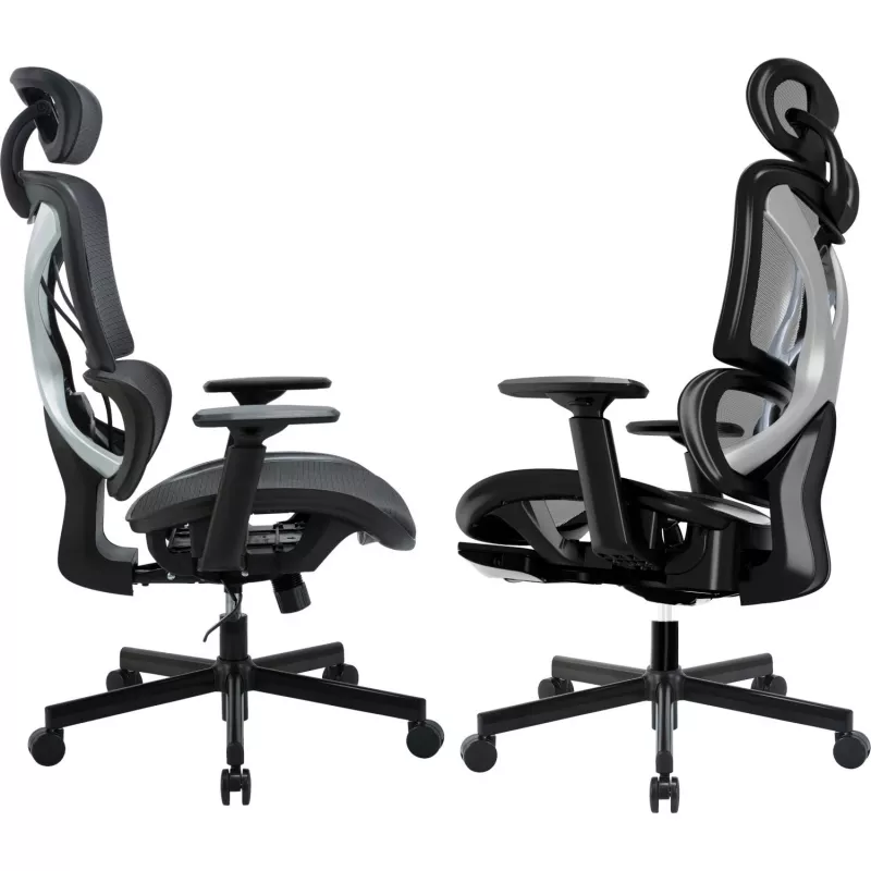 MOZOS ERGO-R Silla de oficina ergonómica con respaldo de malla, soporte lumbar ajustable, capacidad de carga 120 kg, negra