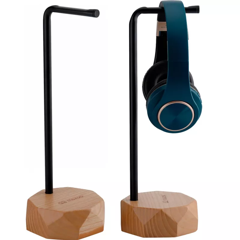MOZOS HS-PRO-LIGHT Soporte para auriculares de madera, fresno y hierro, 35 cm, marrón claro