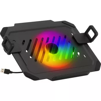 MOZOS LP-RGB Bandeja para portátil para soportes de mesa, VESA 75x75/100x100, negra, iluminación RGB