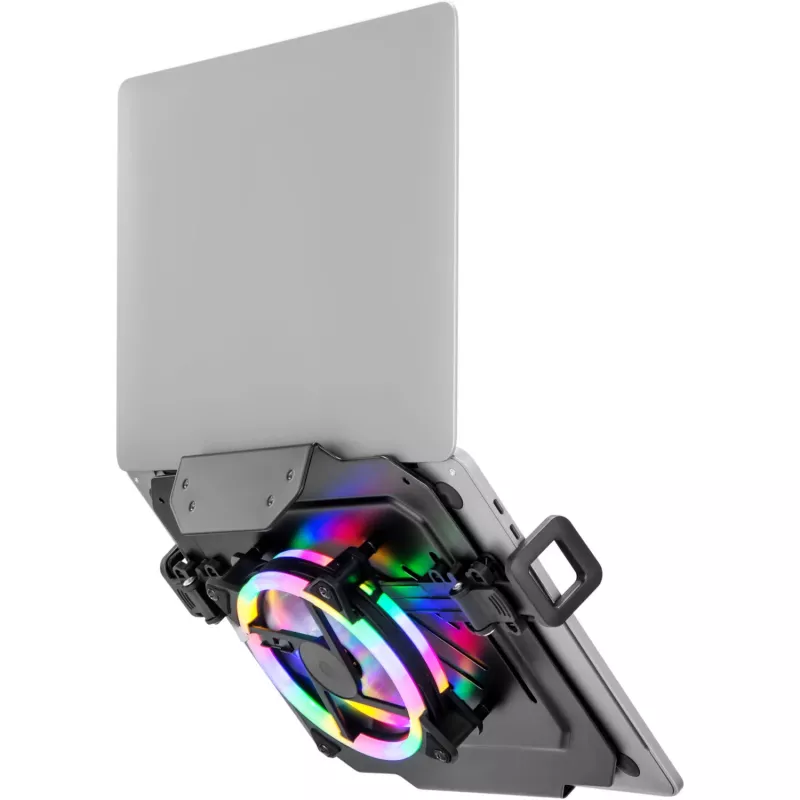 MOZOS LP-RGB Bandeja para portátil para soportes de mesa, VESA 75x75/100x100, negra, iluminación RGB