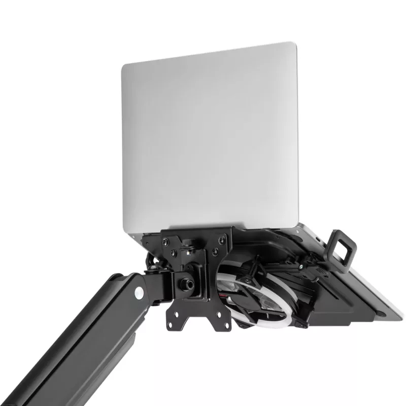 MOZOS LP-RGB Bandeja para portátil para soportes de mesa, VESA 75x75/100x100, negra, iluminación RGB