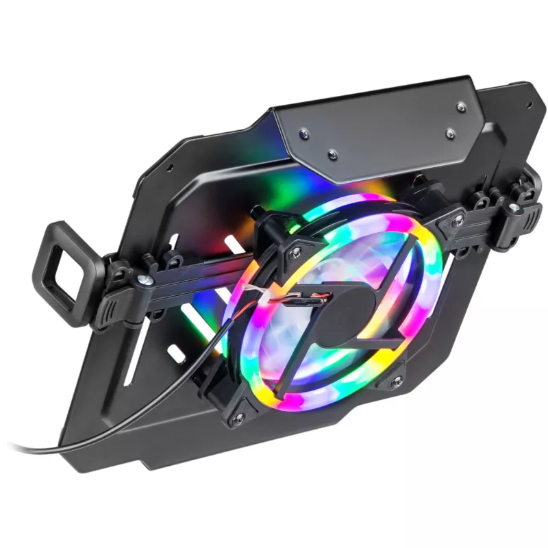 MOZOS LP-RGB Bandeja para portátil para soportes de mesa, VESA 75x75/100x100, negra, iluminación RGB