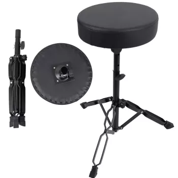 MOZOS PB02 Taburete plegable para batería, negro, asiento de 280 mm, altura 450-550 mm