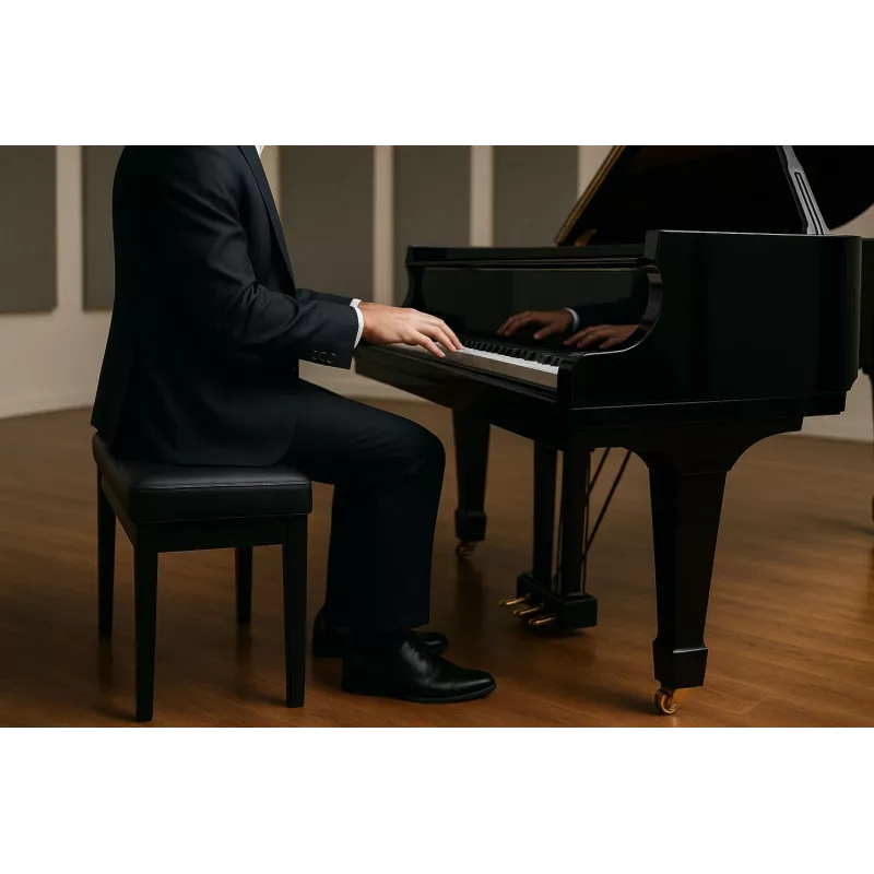 MOZOS PB03 Banqueta de piano - altura ajustable, piel sintética, negra
