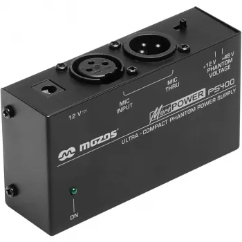 MOZOS PS400 Fuente de alimentación phantom 12V / 48V para micrófonos XLR