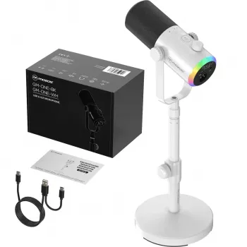 MOZOS GM-ONE Micrófono dinámico blanco USB XLR RGB LED