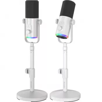 MOZOS GM-ONE Micrófono dinámico blanco USB XLR RGB LED