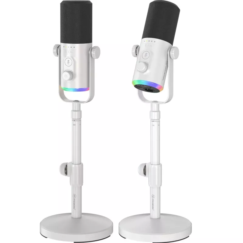 MOZOS GM-ONE Micrófono dinámico blanco USB XLR RGB LED