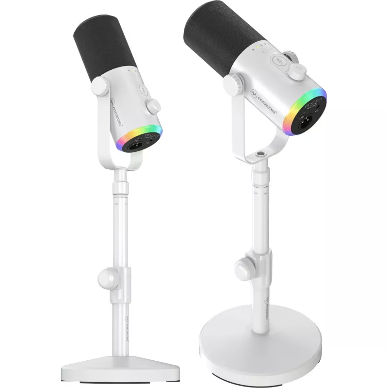 MOZOS GM-ONE Micrófono dinámico blanco USB XLR RGB LED