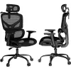 MOZOS ERGO-V Silla de oficina ergonómica con soporte lumbar y reposacabezas ajustables, Negra