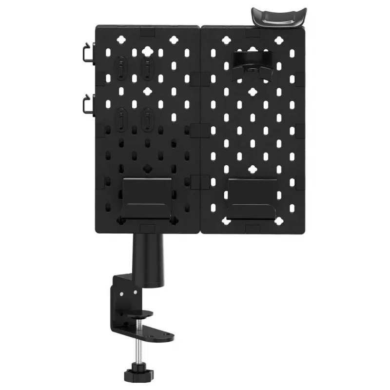 Huzaro Sync 3.0 Panel organizador de escritorio - Negro, 700x600 mm, fijación por pinza, con 2 bandejas, 5 ganchos, portabolígrafos
