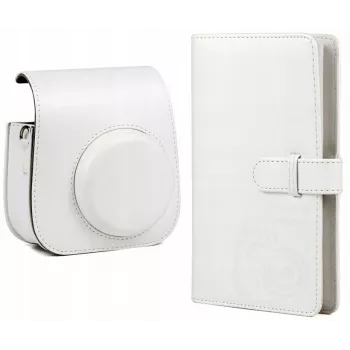 LOVEINSTANT Set 2 en 1: funda protectora y álbum de fotos para Fujifilm Instax Mini 11 - blanco
