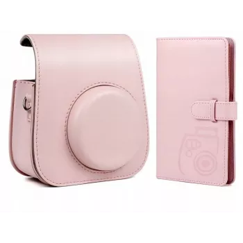 LOVEINSTANT Set 2 en 1: funda protectora y álbum de fotos para Fuji Instax Mini 11 - rosa