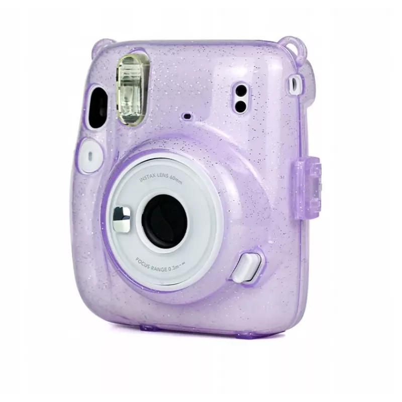 LOVEINSTANT Funda protectora para Fujifilm Instax Mini 11 - lila transparente con purpurina