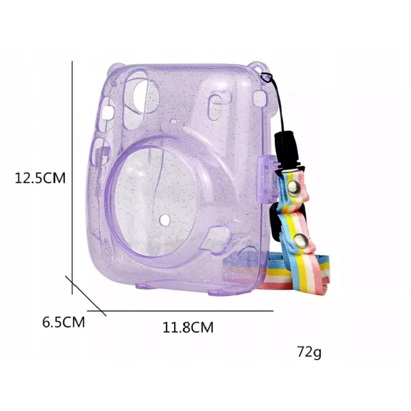 LOVEINSTANT Funda protectora para Fujifilm Instax Mini 11 - lila transparente con purpurina
