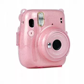 LOVEINSTANT Funda protectora para Fujifilm Instax Mini 11 - rosa transparente con purpurina