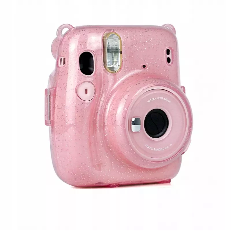 LOVEINSTANT Funda protectora para Fujifilm Instax Mini 11 - rosa transparente con purpurina
