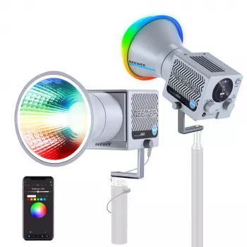 NEEWER HS60C luz de vídeo LED COB RGB de 60W, 8700 lux, CRI 97+, control por app/2.4G