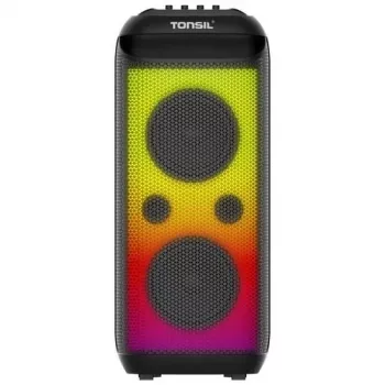 TONSIL Party Dance 1600 Altavoz Bluetooth portátil para fiestas con luces LED, karaoke, 1600W PMPO, 80W RMS, woofer de 10