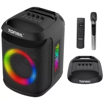 Tonsil Party Dance 800 Altavoz Bluetooth portátil para fiestas con karaoke, LED disco, 80 W RMS, 2 altavoces de graves de 8
