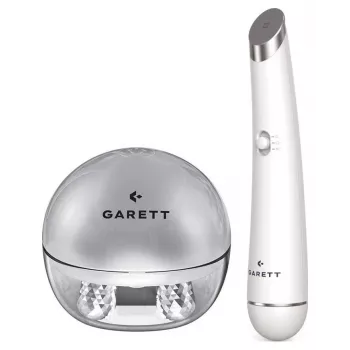 Garett Beauty Pretty Face + Glow Eye White - Dispositivo multifunción de cuidado facial y ocular con terapia LED, limpieza, masaje