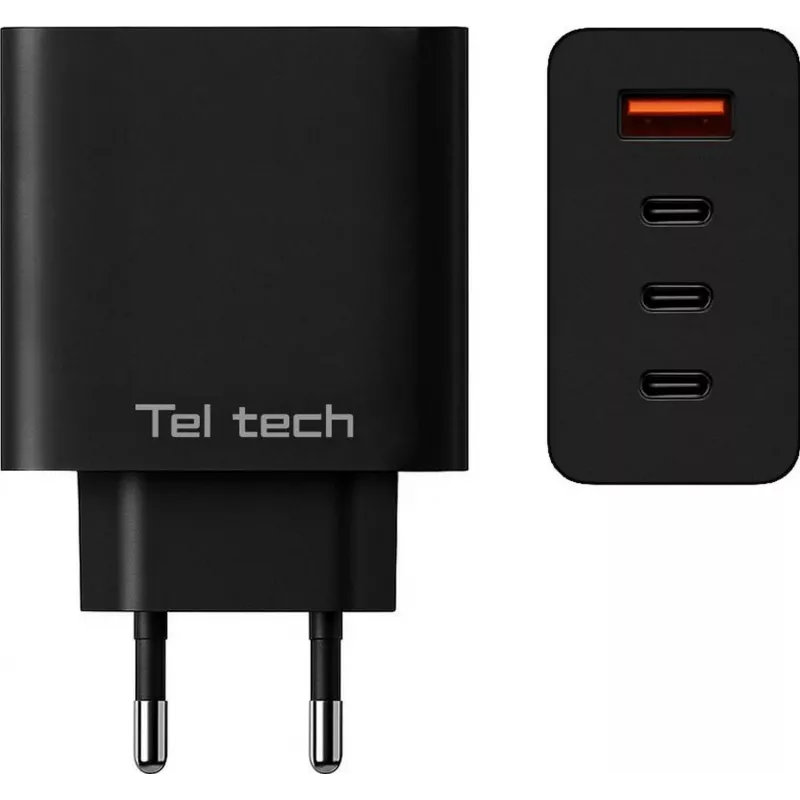 Teltech Cargador GaN USB / 3x USB-C 100W QC PD negro TCH-08