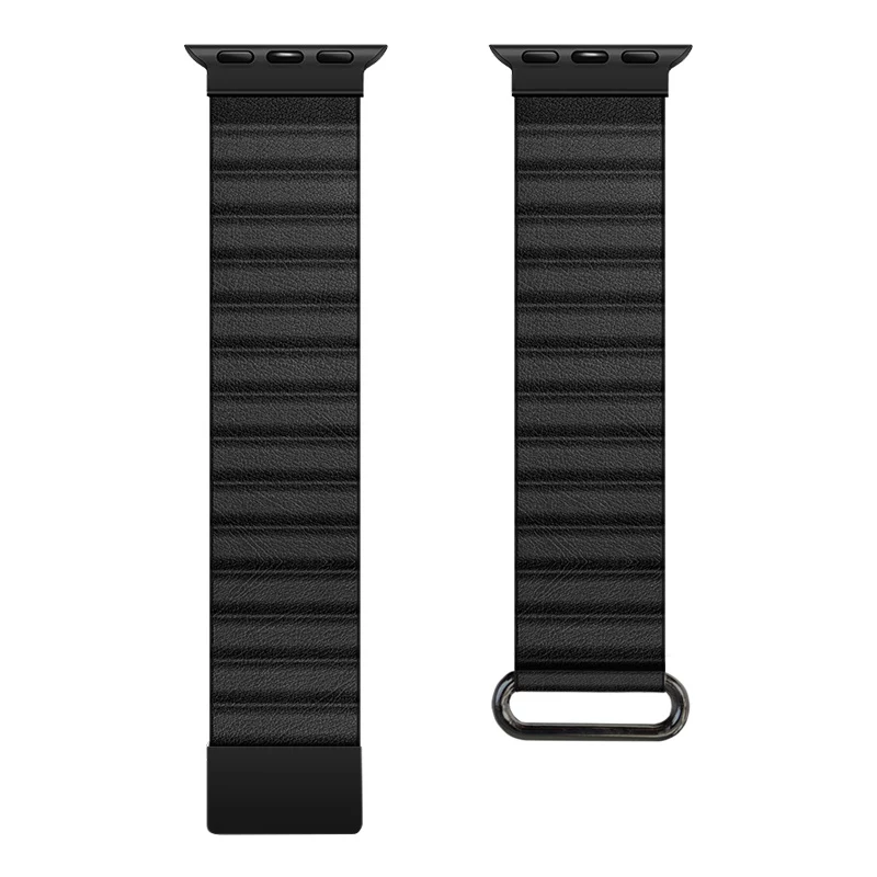 Crong Eclipse Correa magnética de cuero auténtico para Apple Watch 44/45/46/49 mm (negro)