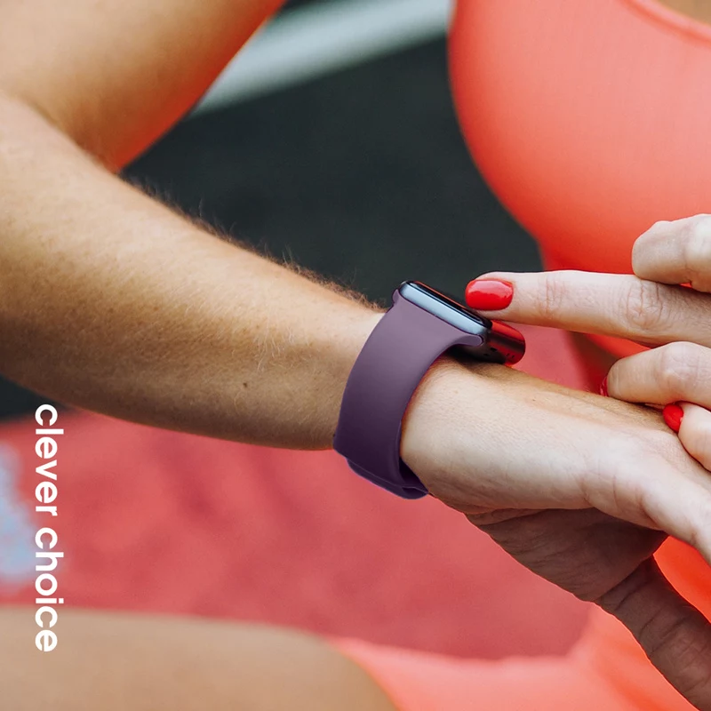 Crong Correa deportiva de silicona líquida para Apple Watch 44/45/46/49 mm - Plum