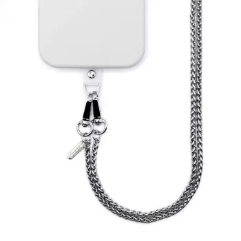 Crong Phone Crossbody Lanyard con cadena plateada - Correa universal para smartphone