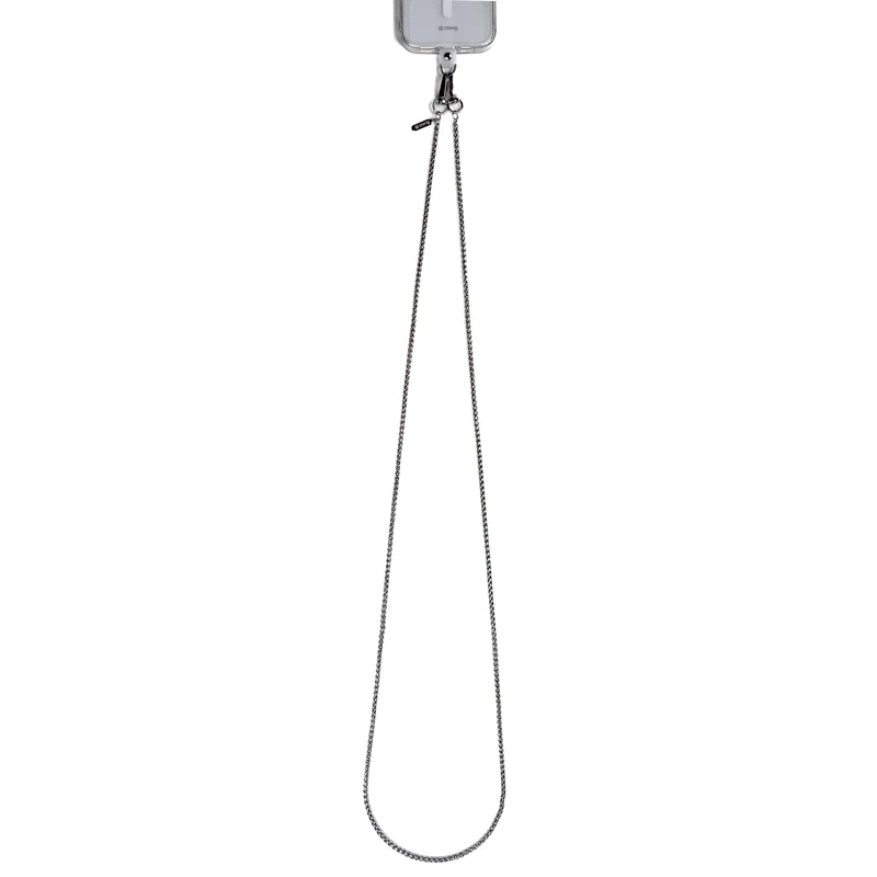Crong Phone Crossbody Lanyard con cadena plateada - Correa universal para smartphone