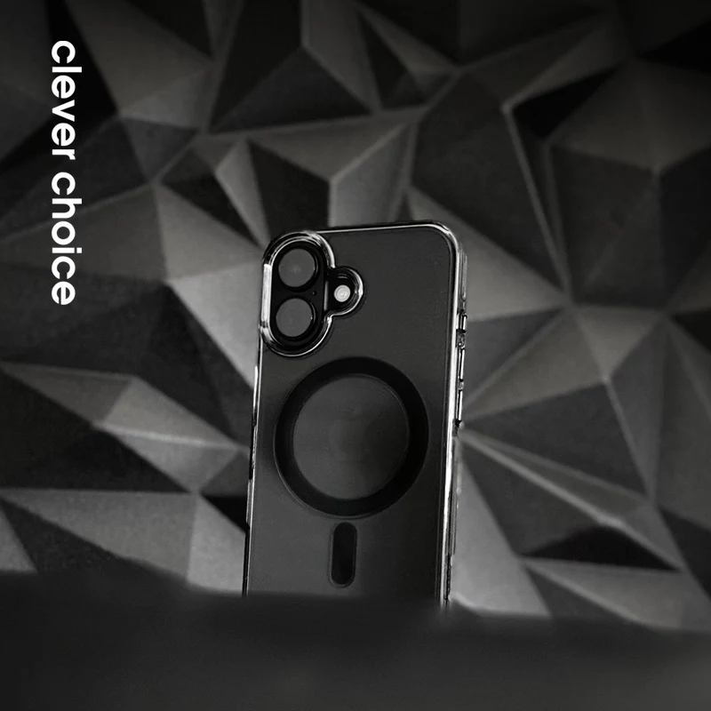 Crong Clear MAG Pro Case para Apple iPhone 16, MagSafe, Negro