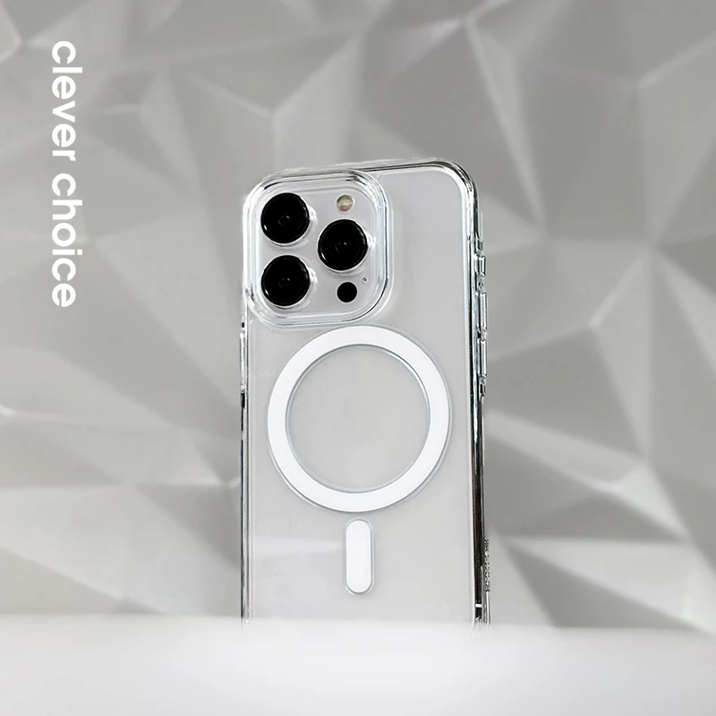 Crong Clear MAG Pro Case para iPhone 16 Pro, MagSafe, Transparente
