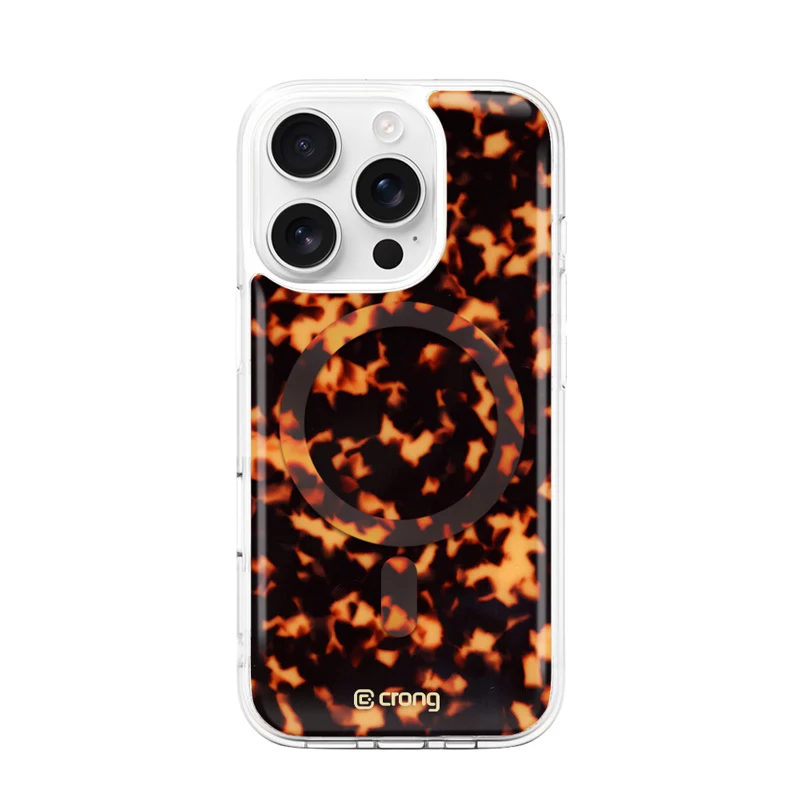 Crong Deluxe MAG Cover - Tapa trasera para Apple iPhone 16 Pro, MagSafe, estampado carey