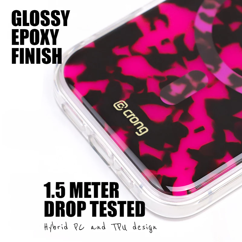 Crong Deluxe MAG Cover - Tapa trasera para Apple iPhone 17, MagSafe, Pink Tortoise