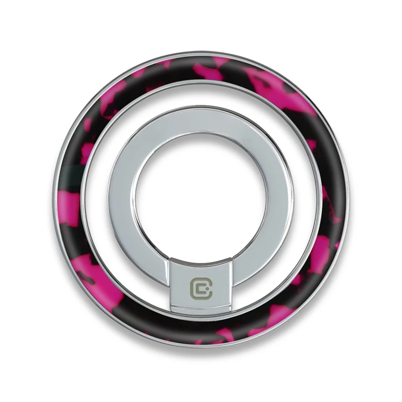 Crong Deluxe RING Holder - Anillo magnético para teléfono MagSafe (Pink Tortoise)