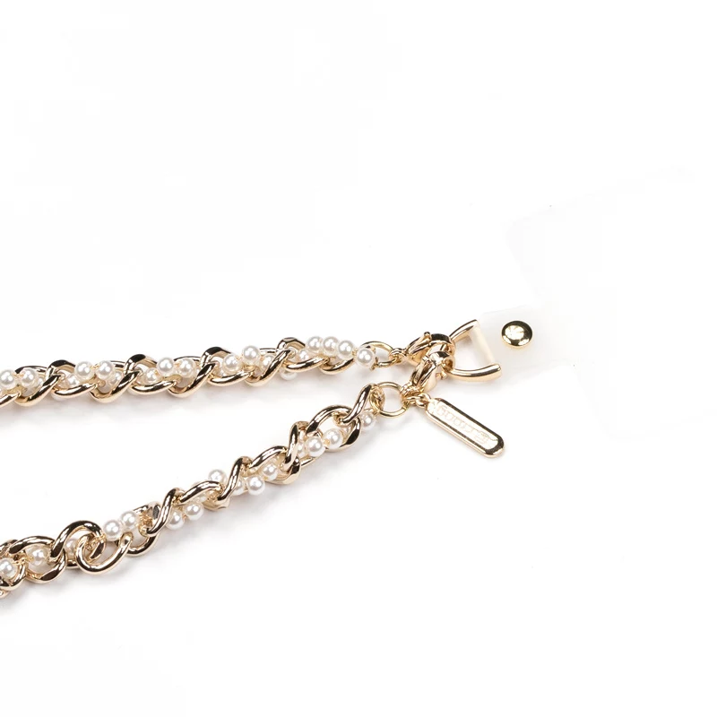 Crong Phone Charm Pearl Twist - Lanyard elegante para fundas de teléfono