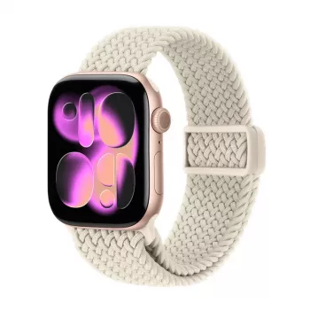 Crong Wave Band Correa de nylon trenzado para Apple Watch 38/40/41/42 mm (Beige)