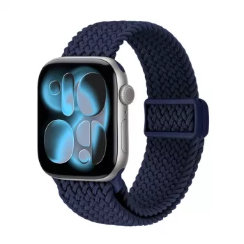 Crong Wave Band Correa de tela trenzada para Apple Watch 38/40/41/42 mm (Navy Blue)
