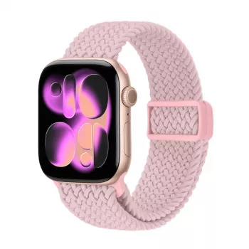 Crong Wave Band Solo Loop de nylon trenzado para Apple Watch 38/40/41/42 mm Rosa