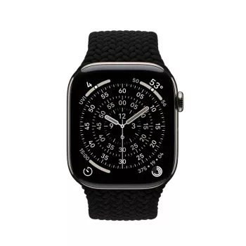 Crong Wave Band Correa de nylon trenzado para Apple Watch 44/45/46/49 mm (Negro)