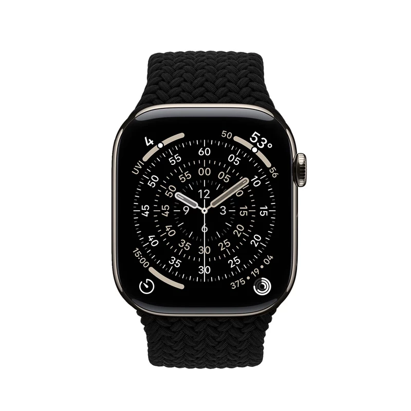 Crong Wave Band Correa de nylon trenzado para Apple Watch 44/45/46/49 mm (Negro)