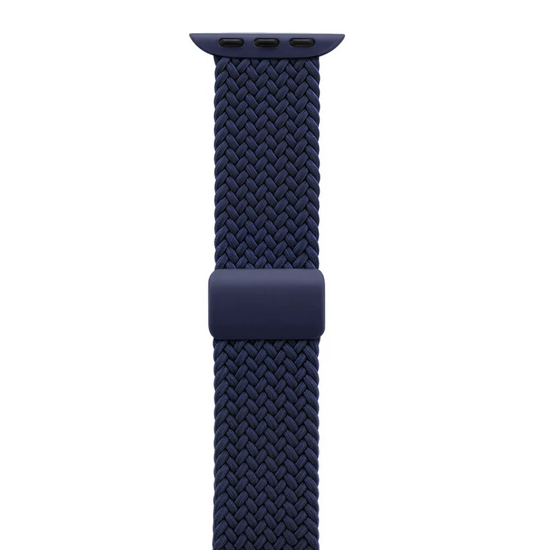 Crong Wave Band Solo Loop de nylon trenzado para Apple Watch 44/45/46/49 mm (Navy Blue)