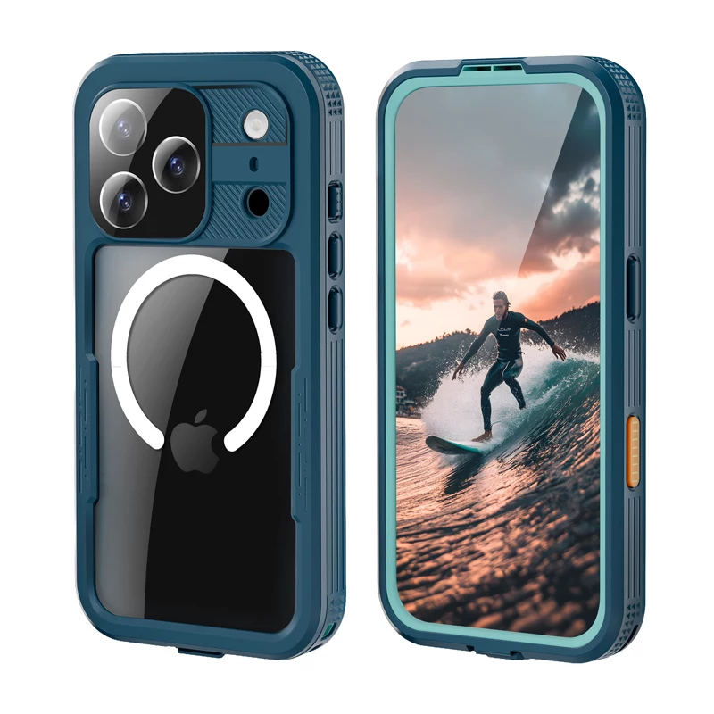 Crong Seal Cover funda impermeable IP68 para Apple iPhone 17 Pro (azul marino)