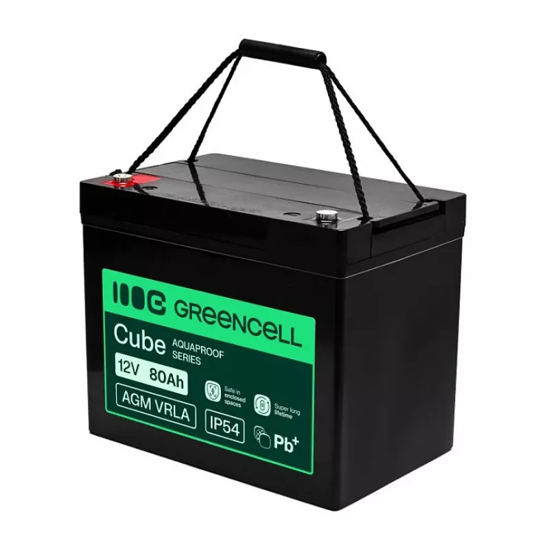 Batería GREEN CELL Greencell AGM VRLA 12V 80Ah sin mantenimiento para SAI, balanzas, autocaravanas (260x168x216mm)