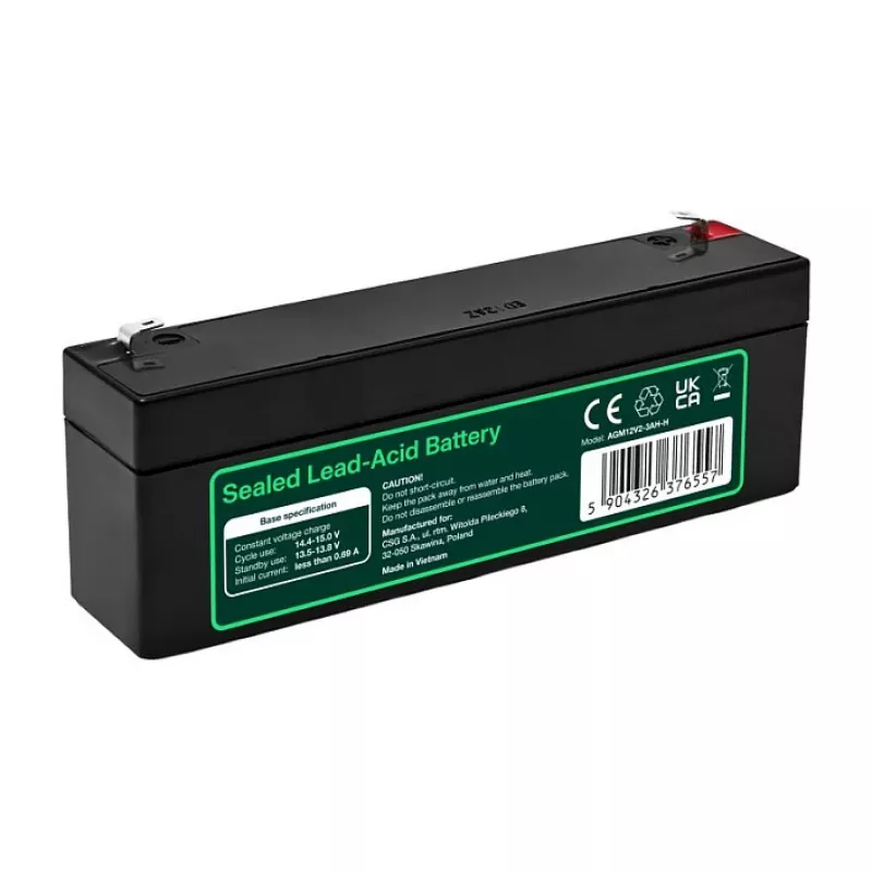 Batería Greencell AGM VRLA 12V 2,5Ah sin mantenimiento para cajas registradoras, juguete (178x36x66mm)