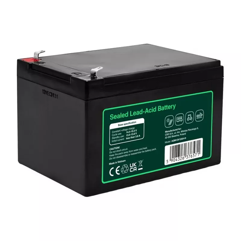 Batería Greencell AGM VRLA 12V 12Ah sin mantenimiento para cajas registradoras, juguete, cámaras (151x98,5x95mm)